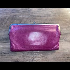 Magenta Leather HOBO Lauren Clutch / Wallet